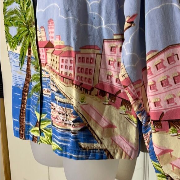 Tantrums Blue Chambray Lightweight Denim Shacket Beach Scene Large - Picture 7 of 14